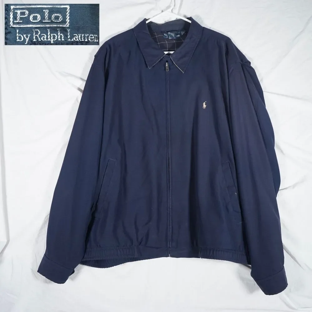 Polo Ralph Lauren Harrington Jacket Navy Blue Tan 2XB
